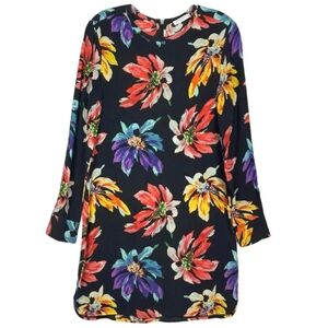 Equipment Silk Floral Long Sleeve Dress Small